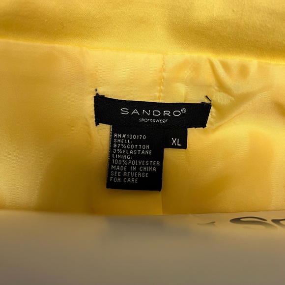 Sandro Yellow Short A-line Jacket Designer Double breast 4Big Buttons 3/4 Sleeve - Picture 4 of 11